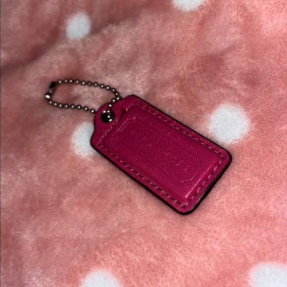 COACH Fuchsia Pink Hang Bag Tag Keychain - Picture 4 of 6